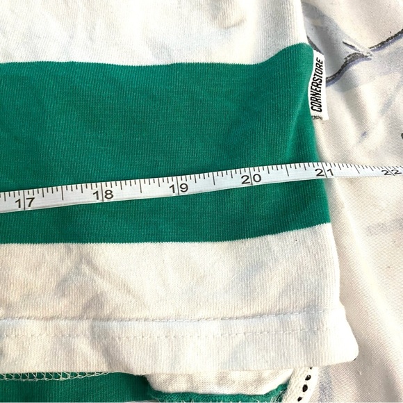 Cornerstore Bodega ‘Say Less’ Smiley Face Men’s Long Sleeve Green Striped Polo - Picture 12 of 12